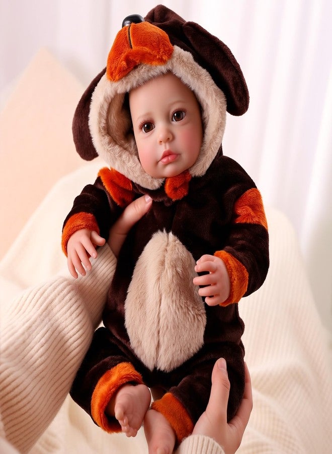 BABESIDE Lifelike Reborn Baby Dolls Carina - 20 Inch Realistic Baby Doll Girl with Cute Dog Costume (Puppy Doll Included) Soft Body Real Life Baby Doll, Gift for Girls 3+ Years Old and Collectors - Image 3